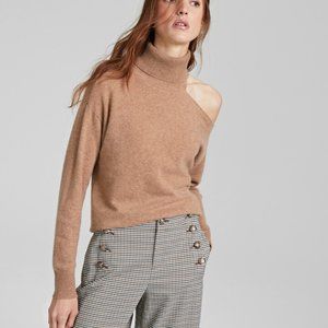 NWT CHARTER CLUB 100% Cashmere Women's Cashmere Cold-Shoulder Turtleneck Sweater